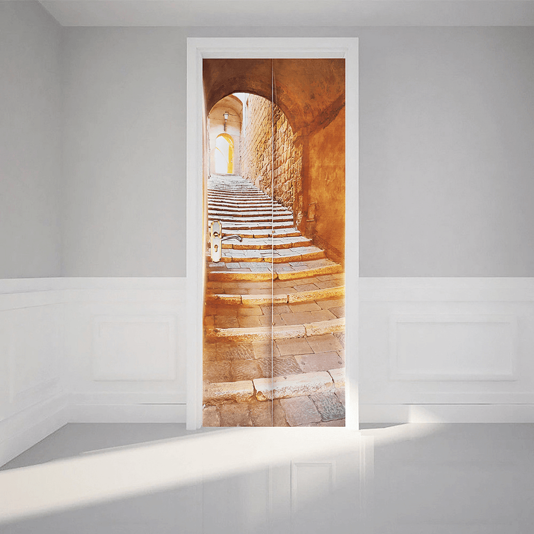 3D Stone Stair Art Door Wall Fridge Sticker Decal Self Adhesive Mural Home Office Decor - MRSLM