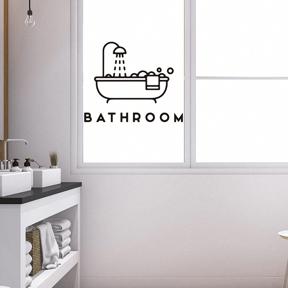 FX47 Bathroom Wall Sticker Creative Shower Door Sticker DIY Bath Background Waterproof Toilet Washroom Door Decoration - MRSLM