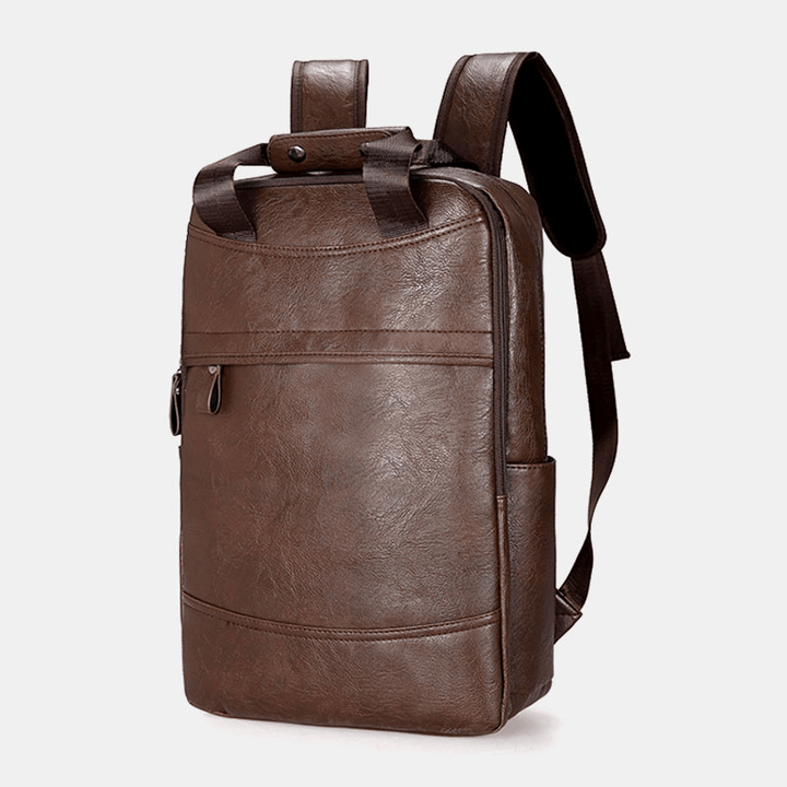 Men Large Capacity Faux Leather Backpack for Outdoor - MRSLM