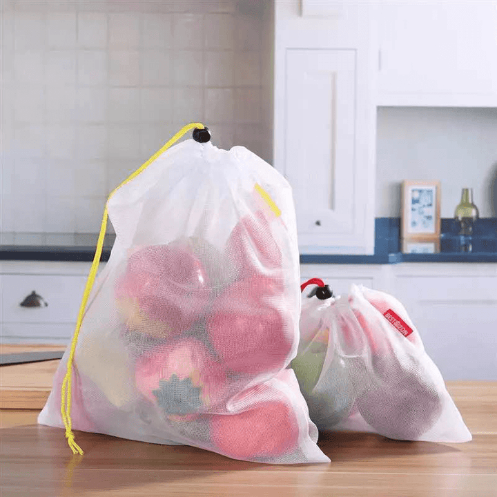 Garden Hanging Bags Flower Container with Handles Mesh Storage for Fruit Vegetables - MRSLM