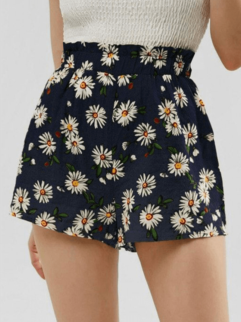 Daisy Print High Waist Women Casual Shorts - MRSLM