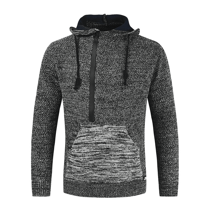 Printed Hooded Pullover round Neck Long-Sleeved Sweater - MRSLM