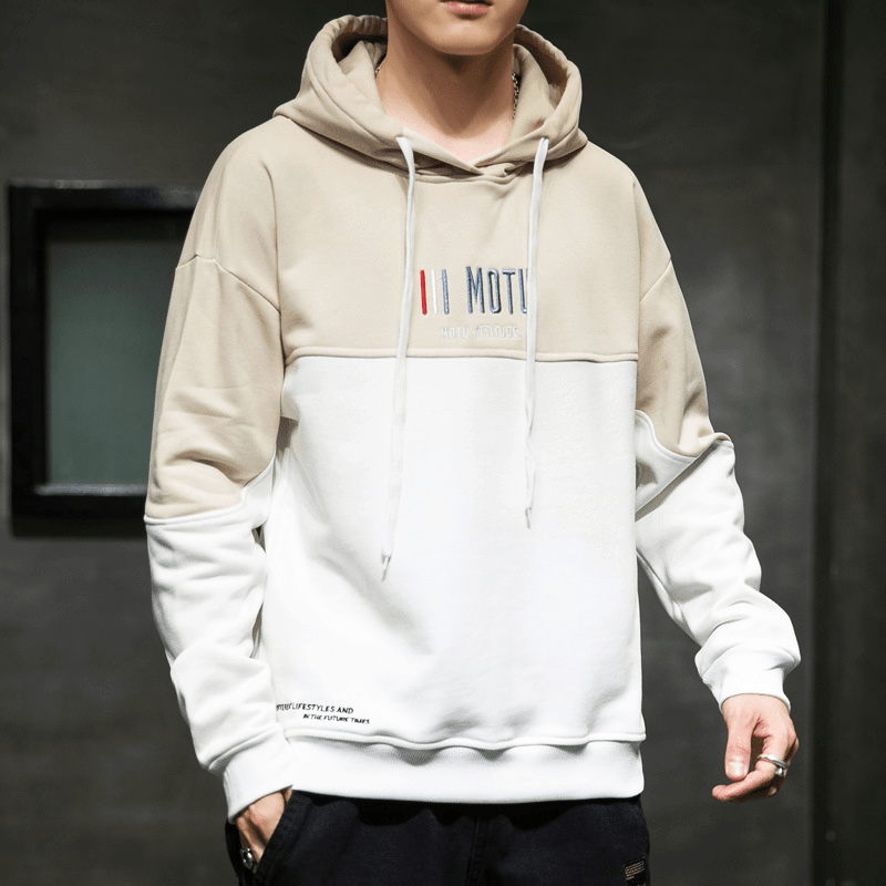 Hooded Sweater Men'S Color Matching Loose Hoodie Trendy Casual - MRSLM