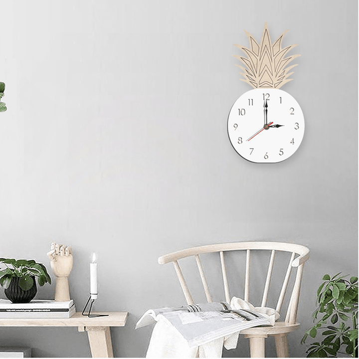 Creative Fruit Pineapple Wall Clock Acrylic Wood Clock for Livingroom Children Bedroom Cartoon Decorative - MRSLM