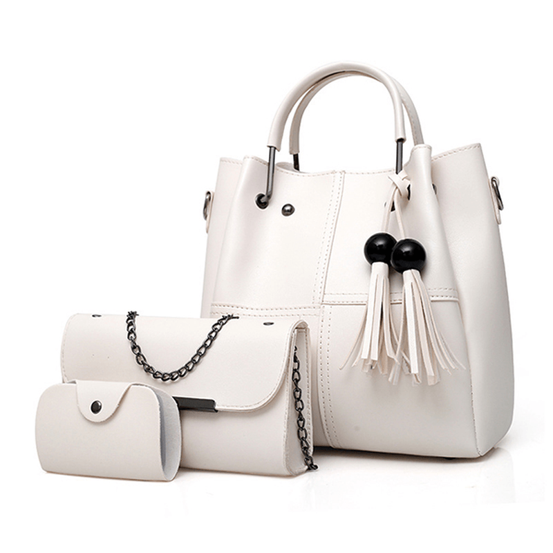 Fashion Handbag Messenger Bag Three-Piece Tassel Mother Bag - MRSLM