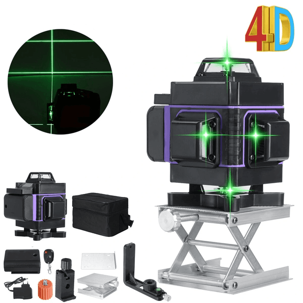 16 Line 4D Laser Level Green Light Auto Self Leveling Cross 360° Rotary Measuring - MRSLM