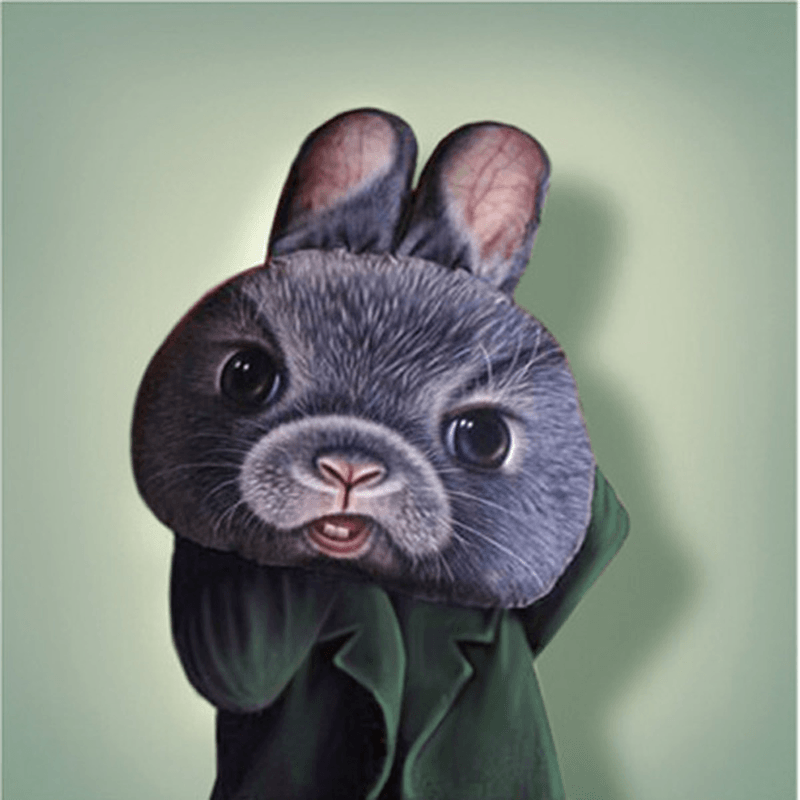 49X34Cm Creative PP Cotton 3D Bear Rabbit Cushion Animal Head Pillow Birthday Gift Trick Toys - MRSLM