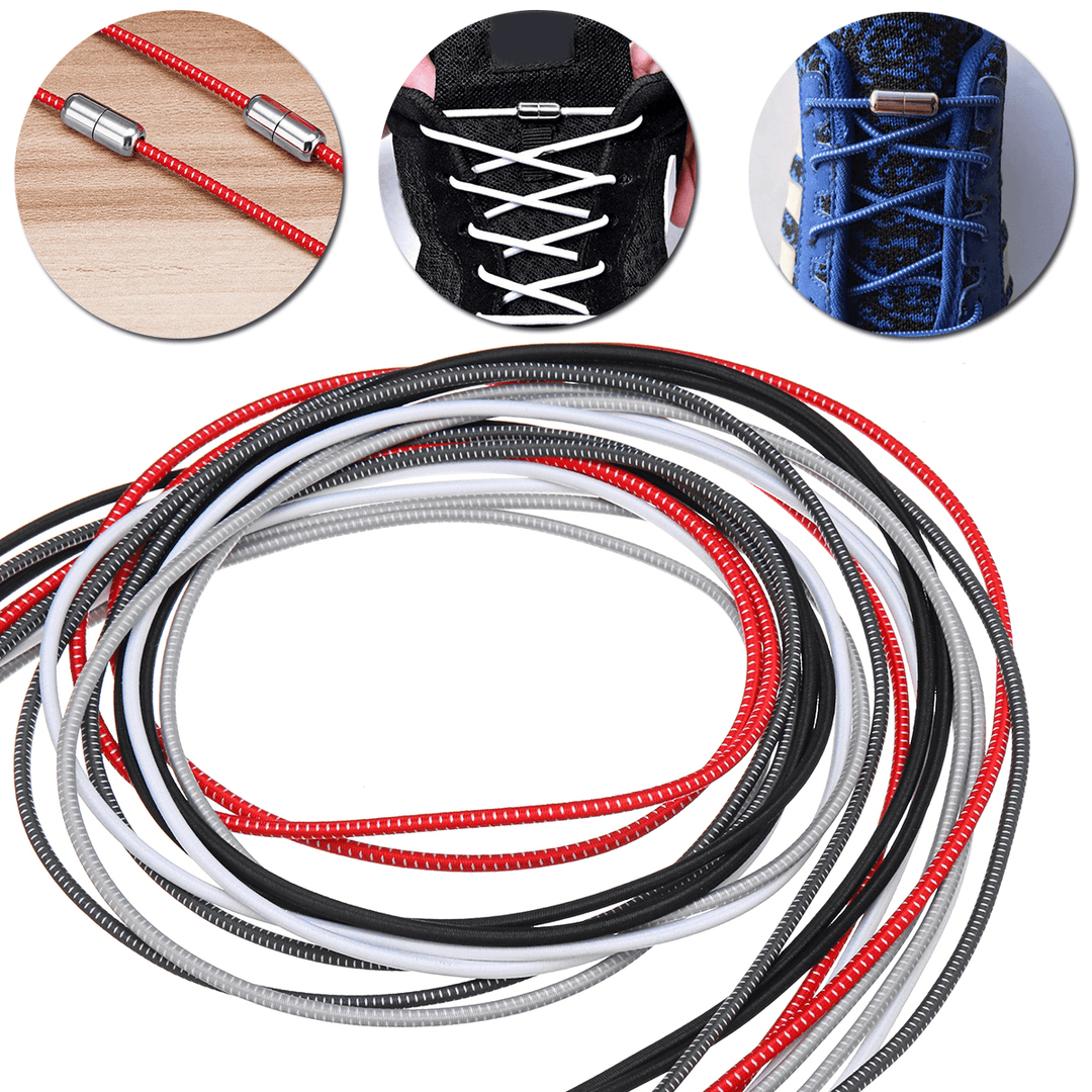 1 Pair Elastic Easy No Tie Shoelaces Lazy Free Tie Sneaker Laces with Buckles Sports Running - MRSLM