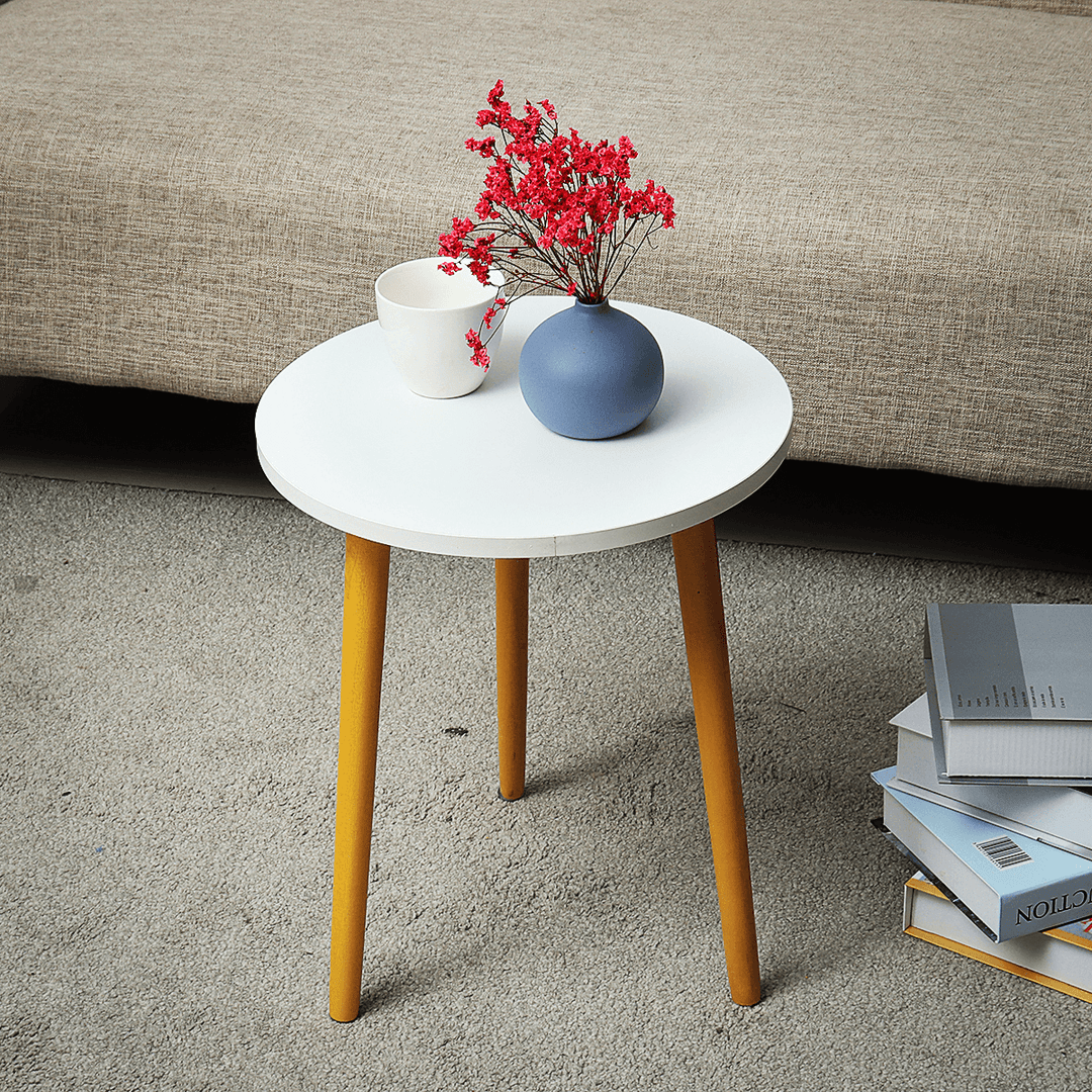 Mansifeier Mini round End Table Anti-Skid Smooth Desktop Solid Wood Durable for Living Room - MRSLM