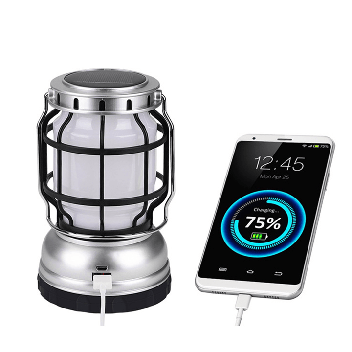 XANES® Solar Powered Kerosene Lamp Portable Camping Light Hanging Tent Lantern USB Rechargeable with Power Bank Outdoor Travel - MRSLM