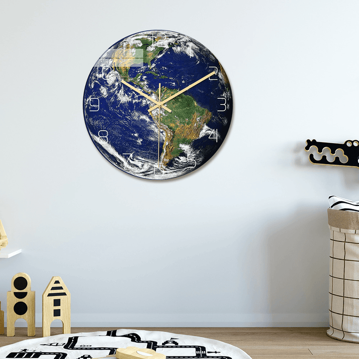 CC085 Creative Luminous Earth Wall Clock Mute Wall Clock Quartz Wall Clock for Home Office Decorations - MRSLM
