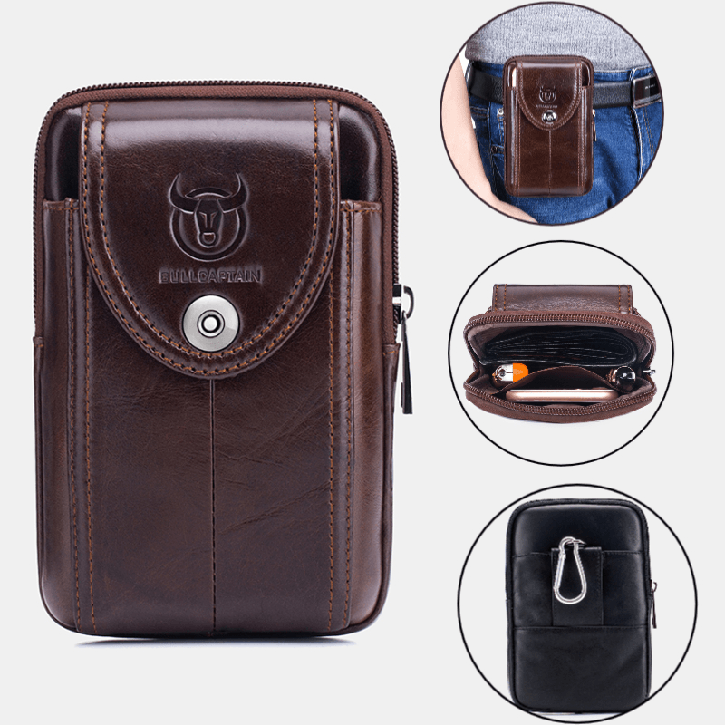 Bullcaptain Genuine Leather Phone Bag Waist Bag Business Bag for Men - MRSLM