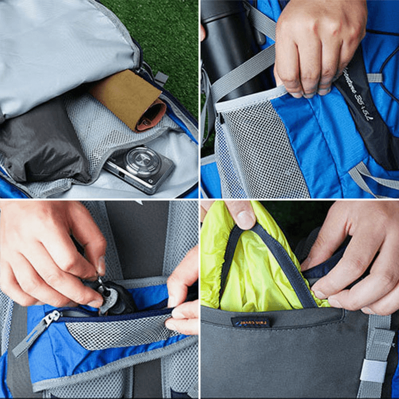 Men 40L Breathable Multi-Pocket Water Bag Warehouse Design Backpack Outdoor Travel Hiking Camping Bag with Rain Cover - MRSLM