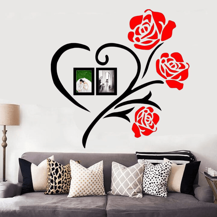 50X50/80X80Cm 3D Roses Acrylic Wall Sticker Vinyl Art Decor Living Room Home Decal - MRSLM