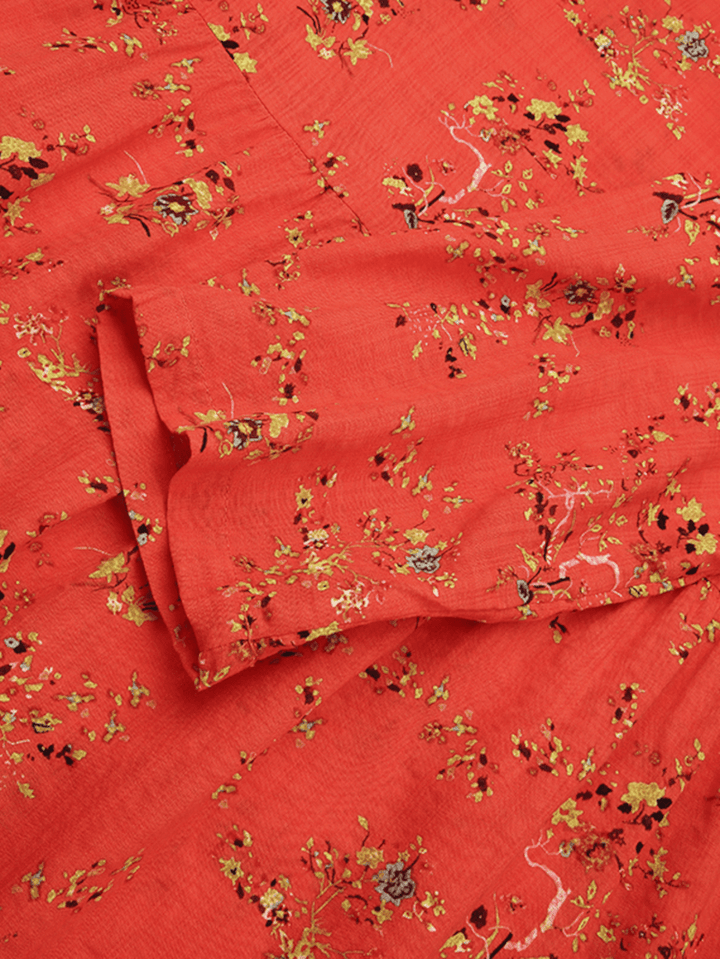 Women Vintage Flowers Print O-Neck 3/4 Sleeve Casual Holiday Maxi Dress - MRSLM