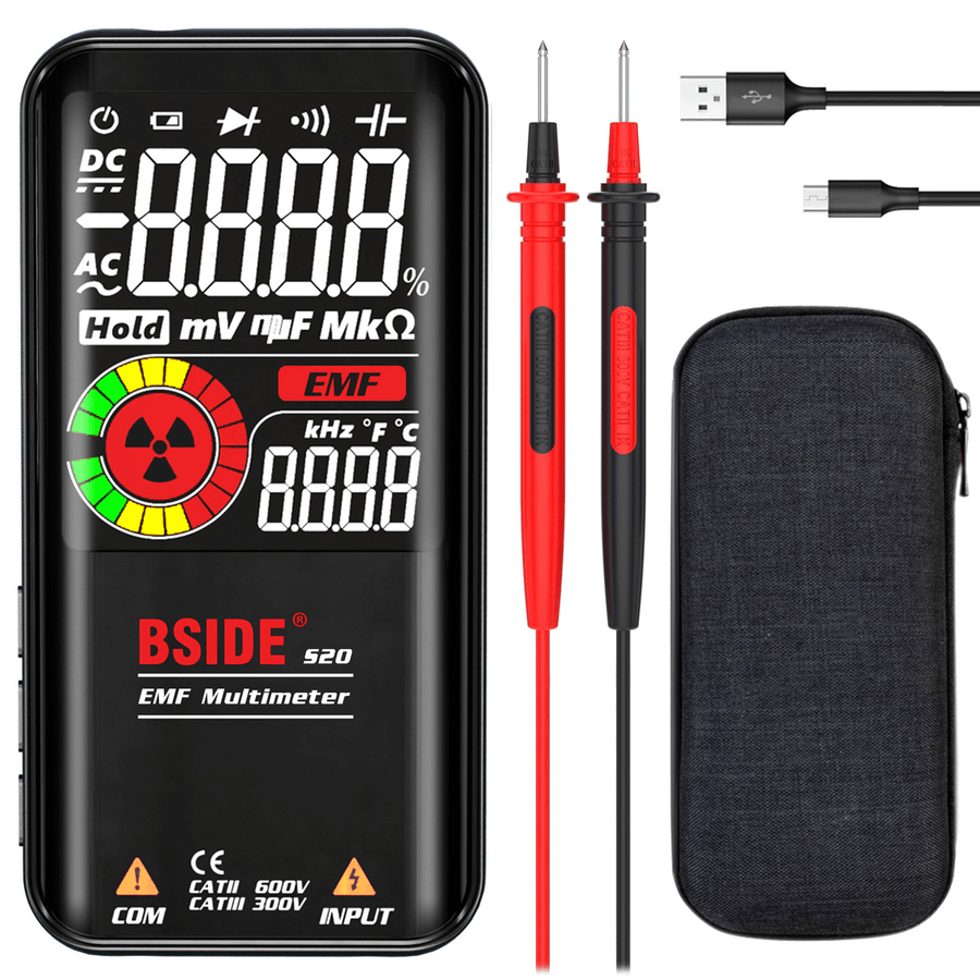 BSIDE S20 Digital Multimeter 9999 Counting Automatic Range Voltmeter with EMF Detector Capacitance Diode Tester - MRSLM