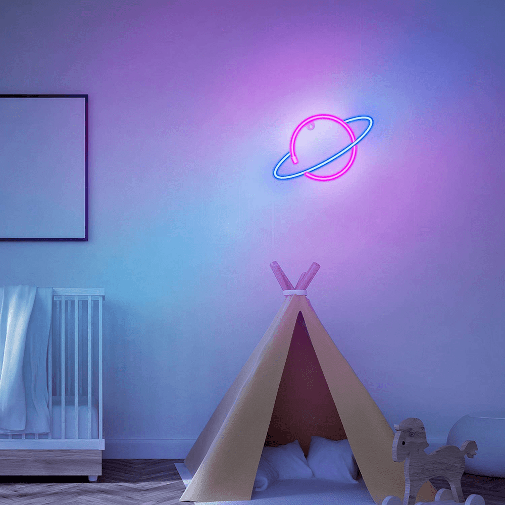 LED Neon Light Cool Neon Sign Colorful Planet LED Night Light for Children Kids Bedroom Atmosphere Decor Lamp Xmas Gifts - MRSLM