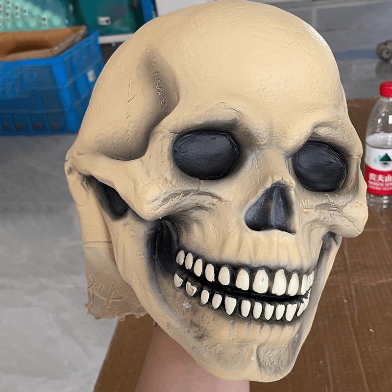 Halloween Mask Demon Skull Headgear Mask Zombie Ghost Skeleton Headgear Skull Head Jaw Movable Light Mask - MRSLM