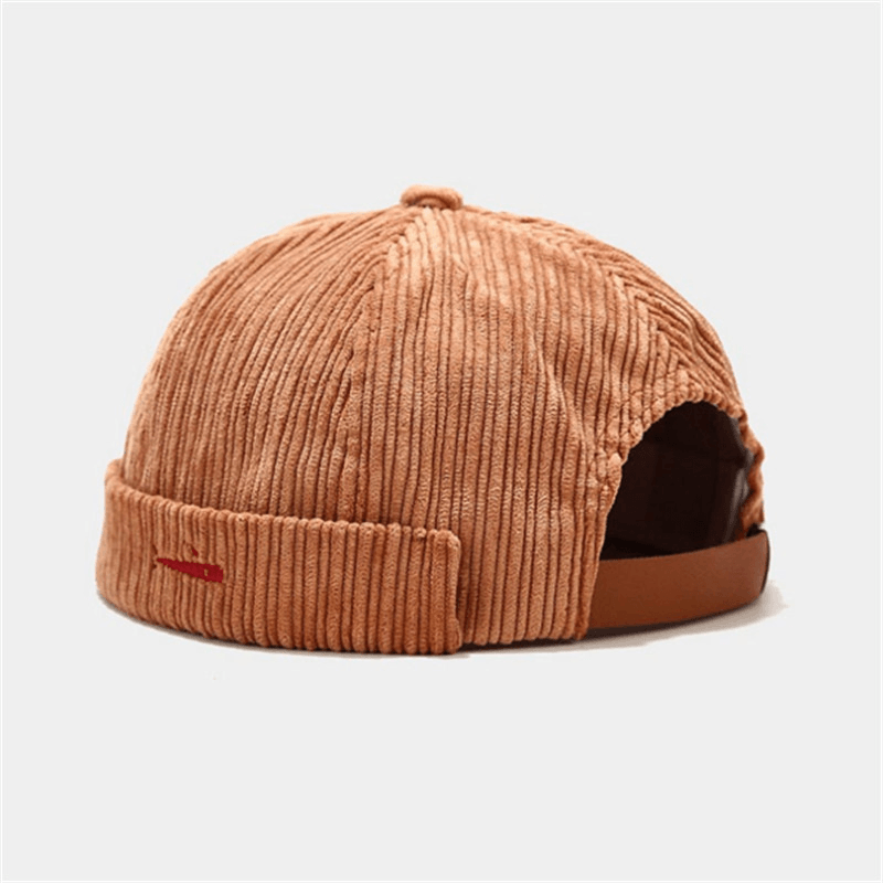 Korean Style Men and Women Embroidered Small Fish Corduroy Landlord Hat - MRSLM