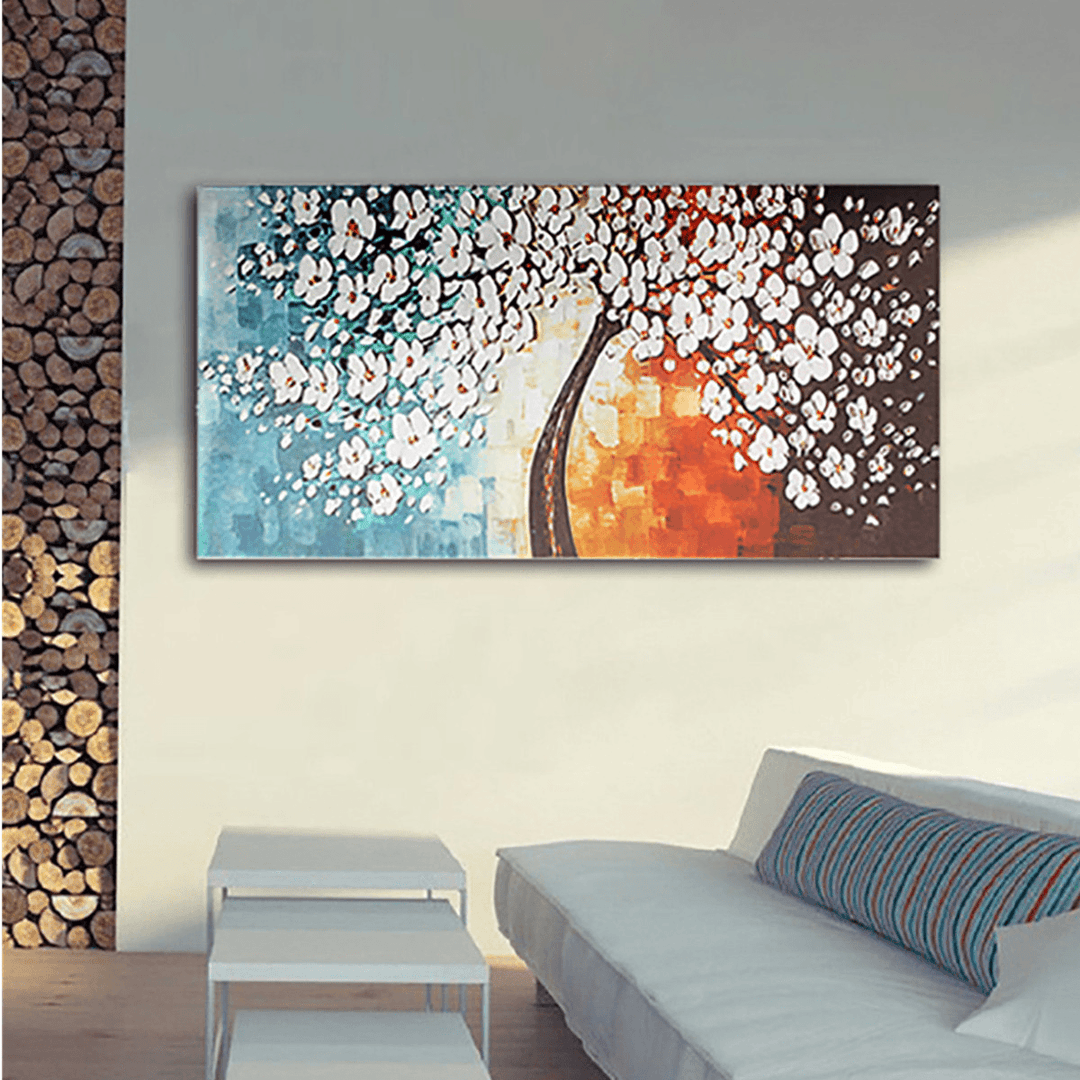 White Plum Flower Tree Oil Paintings Unframed Canvas Print Wall Art Picture Home Decorations - MRSLM