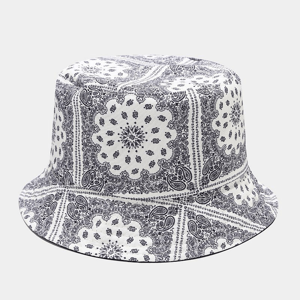 Women Double-Sided Summer UV Protection Cashew Flower Pattern Embroidery Casual Stylish Sun Hat Bucket Hat - MRSLM