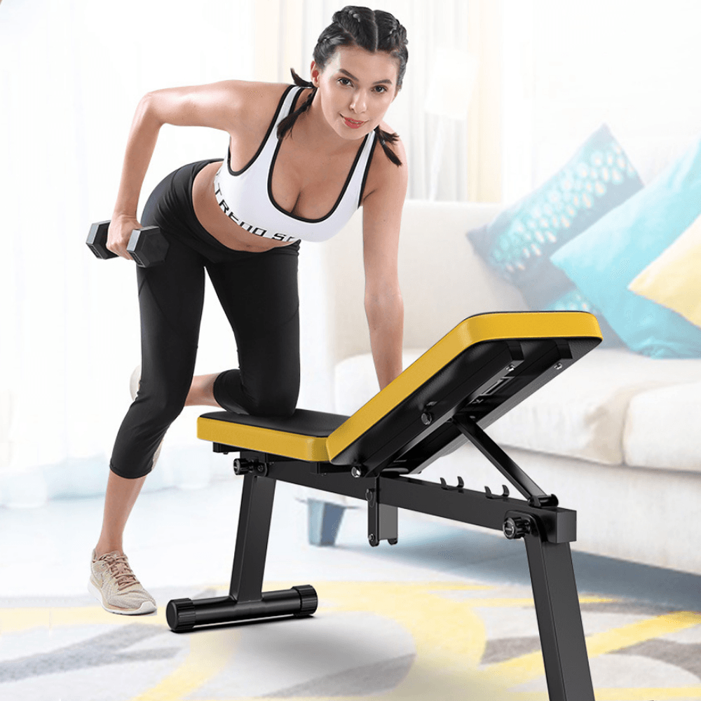 MIKING Folding Dumbbell Bench Multifunctional Sit up Abdominal Bench Soft Home Gym Exercise Fitness Stool - MRSLM