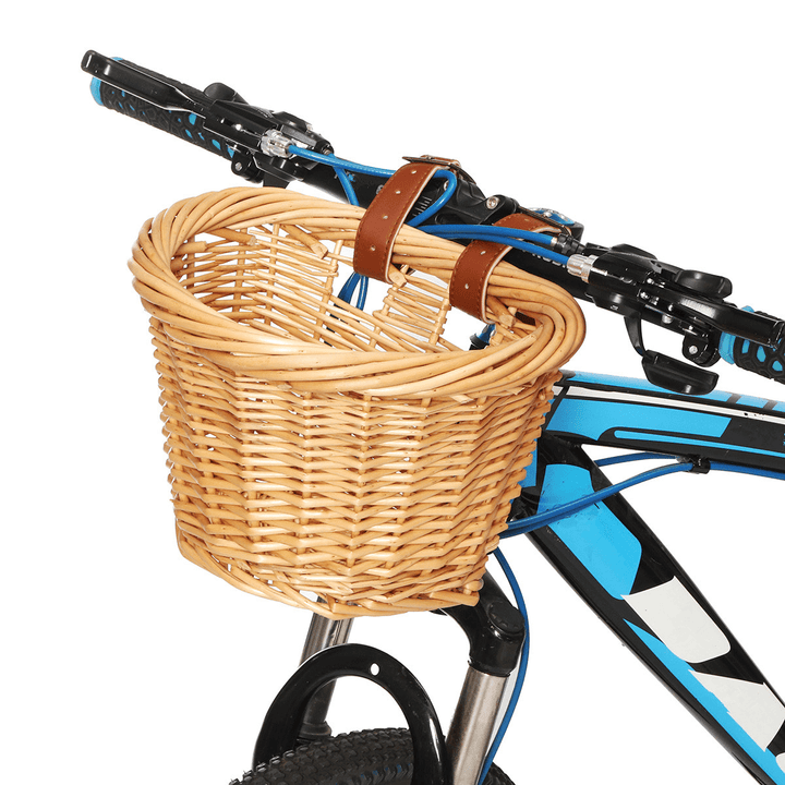 Travel Carry Bag Carrier Bike Wicker Bicycle Front Basket Bike Basket Dog Cat Pet Seat Carrier - MRSLM