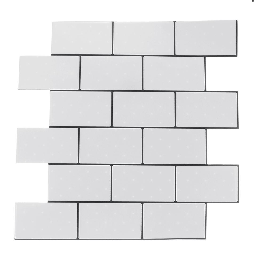 12Inch DIY Tile Stickers 3D Brick Wall Self-Adhesive Sticker Bathroom Kitchen - MRSLM