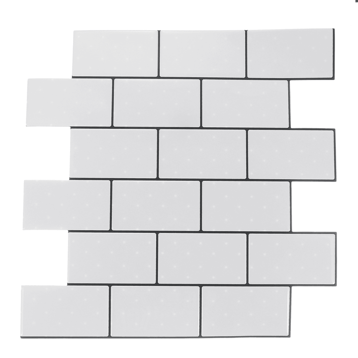 12Inch DIY Tile Stickers 3D Brick Wall Self-Adhesive Sticker Bathroom Kitchen - MRSLM
