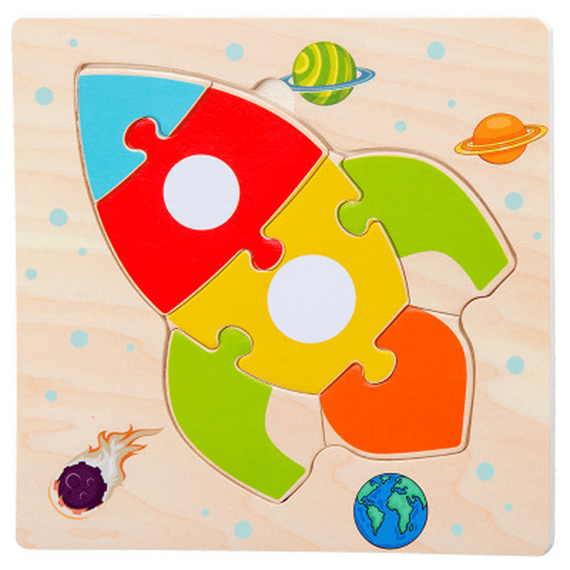 Wooden Early Education Jigsaw Puzzle Cartoon Animal Traffic Jigsaw Puzzle - MRSLM