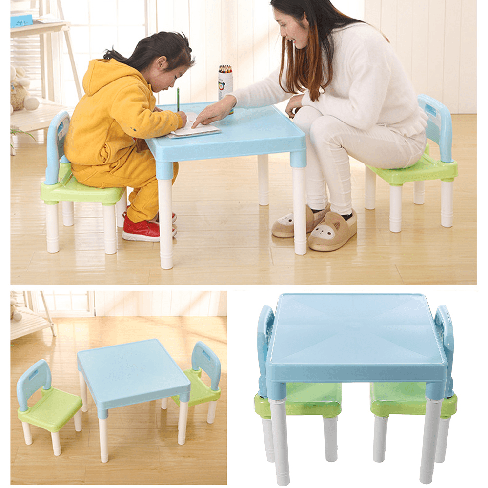 3-In-1 Simple Children Learning Table & Chair Set Plastic Back Chair Board Home Baby Learning - MRSLM