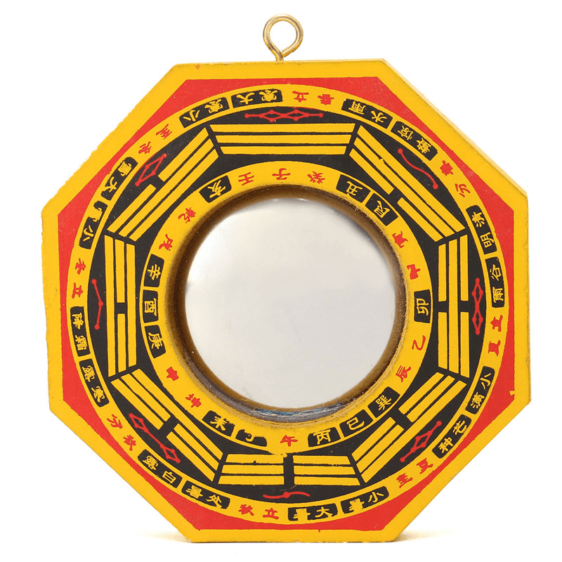 Kiwarm Chinese Feng Shui Vintage Lucky Fengshui Dent Convex Bagua Chinese Fengshui Mirror Taoist Energy Home Decorations - MRSLM