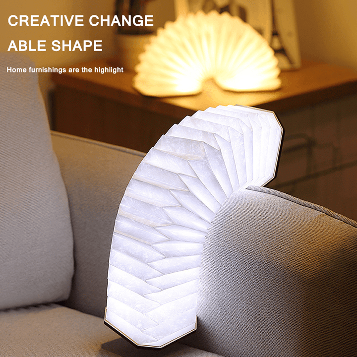 360 Degree Foldable Organic Lamp Portable Retro Lamp USB Rechargeable Wooden Led Lamp for Gift Dormitory Reading Study - MRSLM