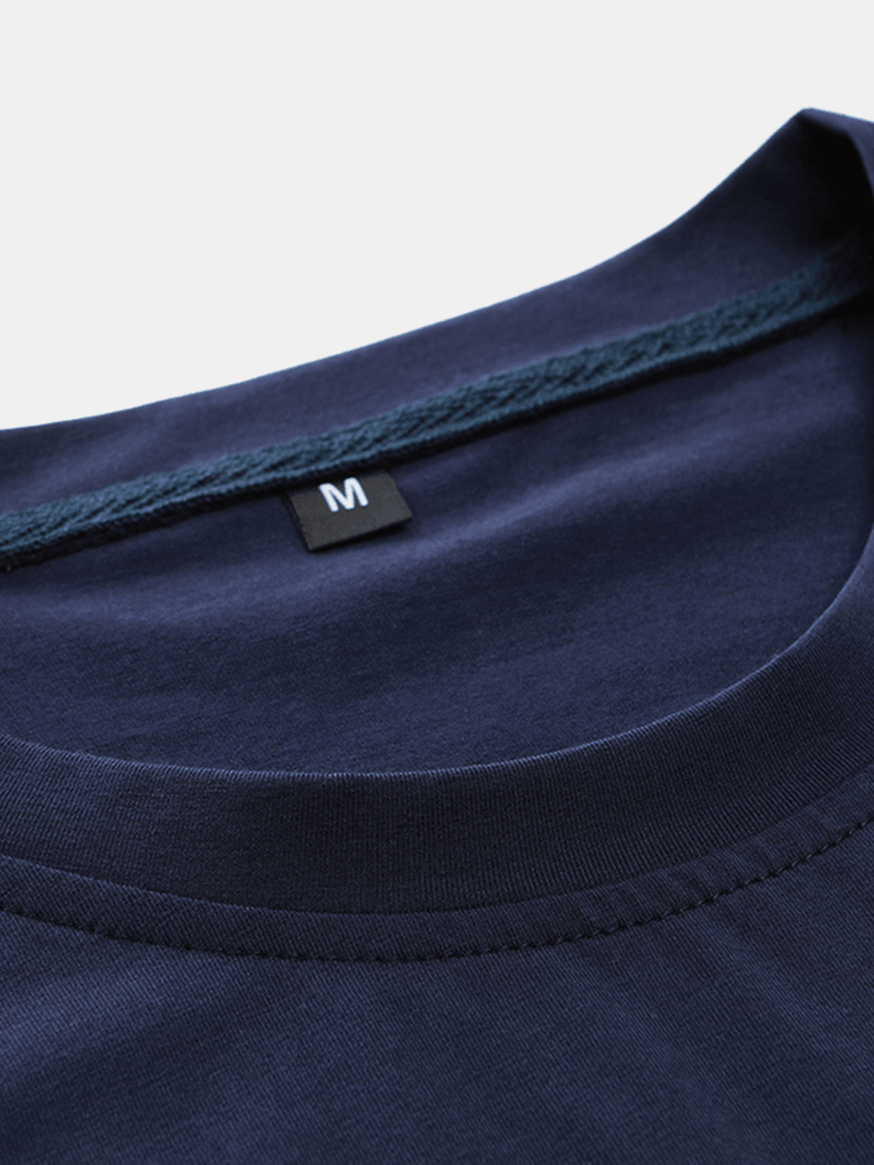 Mens Sport Pocket Solid Color Fit Comfy Elastic Waist Home Pajama Set - MRSLM