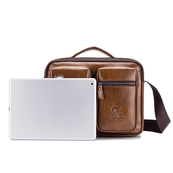 Genuine Leather Men Vintage Messenger Bag Briefcase Handbag Shoulder Bag Satchel Bag - MRSLM