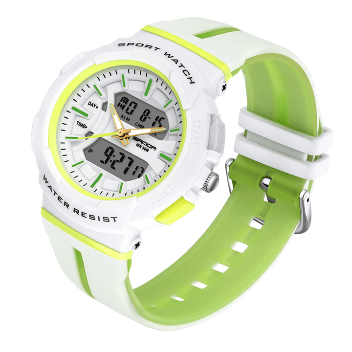 SANDA 3003 Freash Color Fashion Style Luminous Display Shockproof Dual Display Digital Watch - MRSLM