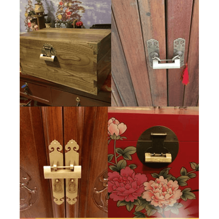 Vintage Old Retro Chinese Style Small Copper Padlock with Keys Padlock for Box - MRSLM