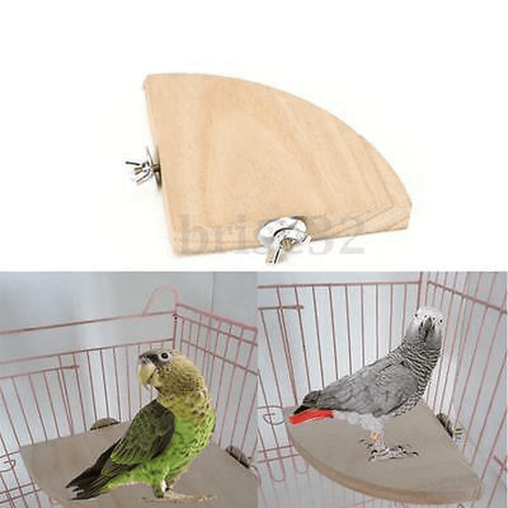 Wooden Coin Parrot Bird Cage Perches Stand Platform Pet Budgie Hanging Toy Pet Toys - MRSLM
