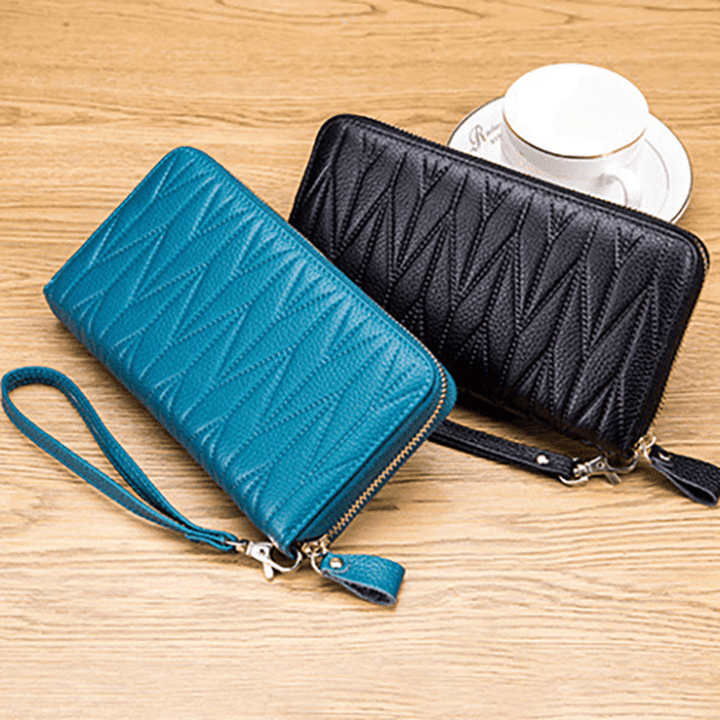 Women RFID Antimagnetic Genuine Leather Multi-Slots Wallet - MRSLM