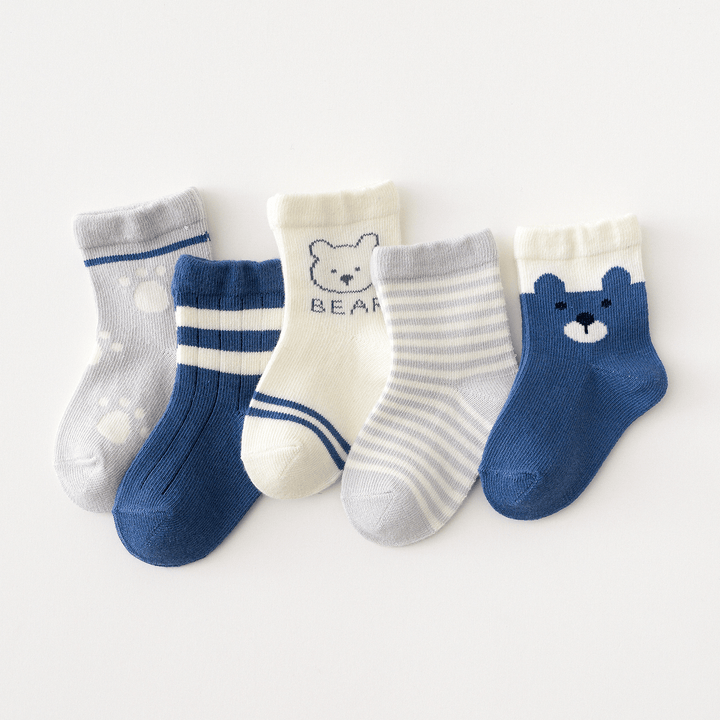 5 Pairs of Children Four Seasons Tube Socks Blue Bear - MRSLM