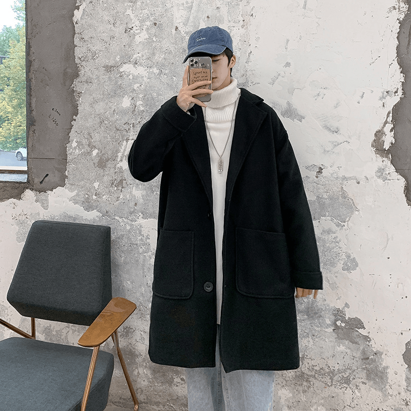 Fashion Men'S Mid-Length Thick Woolen Coat - MRSLM