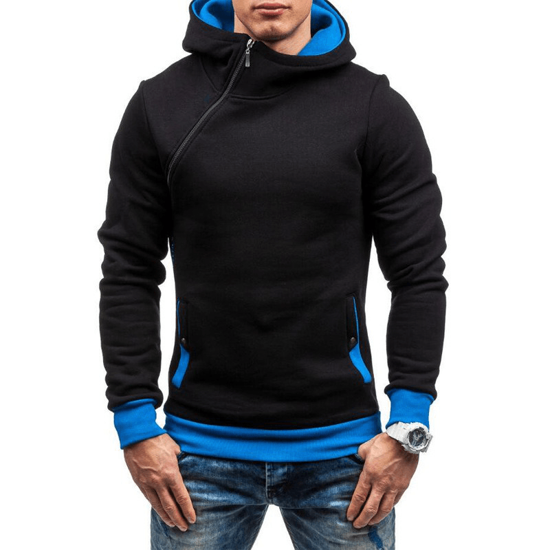 Men Zipper Dual Pockets Hooded Sweatshirt - MRSLM