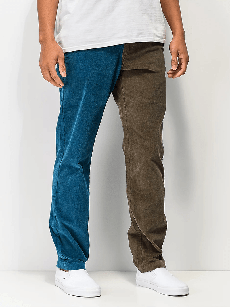 Mens Contrasting Color Pocket Ankle Length Cargo Pants - MRSLM