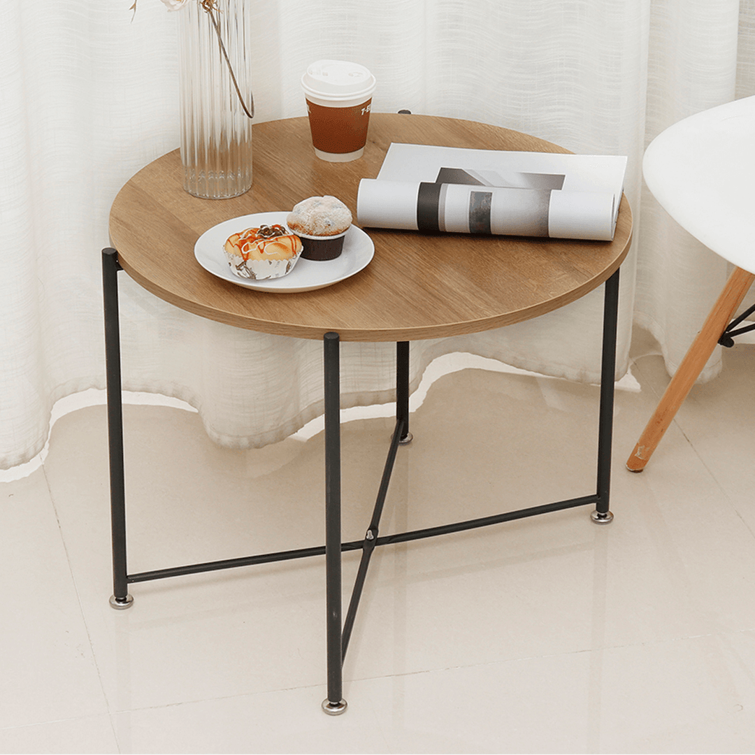 Creative round Nordic Wood Coffee Table Bed Sofa Side Table Tea Fruit Snack Service Plate Tray Small Desk Living Room Furniture - MRSLM