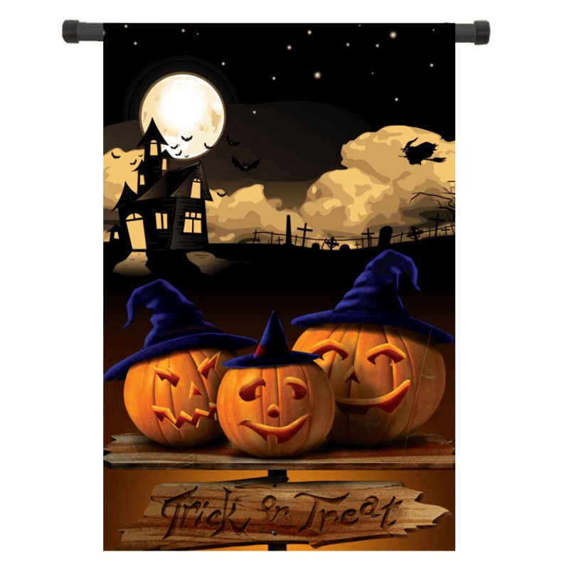 30X45Cm Halloween Polyester Pumpkins Night Flag Garden Holiday Decoration - MRSLM