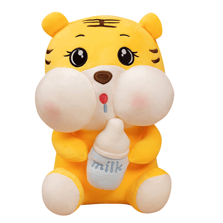 Tiger Doll Plush Toy Holding a Milk Bottle - MRSLM