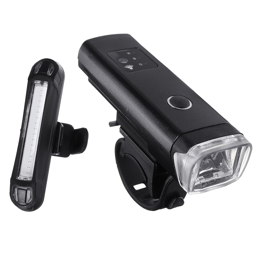 BIKIGHT 350Lm 1200Mah Touch Light-Sensitive LED USB Charging Bike Lights Set Bicycle Headlight with Taillight - MRSLM