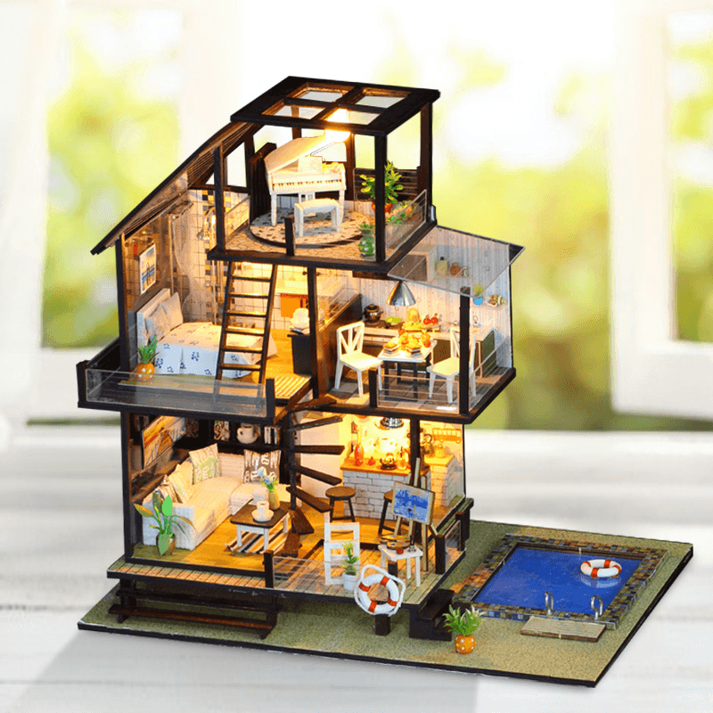 Iie Create K048 Seattle Holiday DIY Assembled Cabin Creative with Furniture Indoor Toys - MRSLM