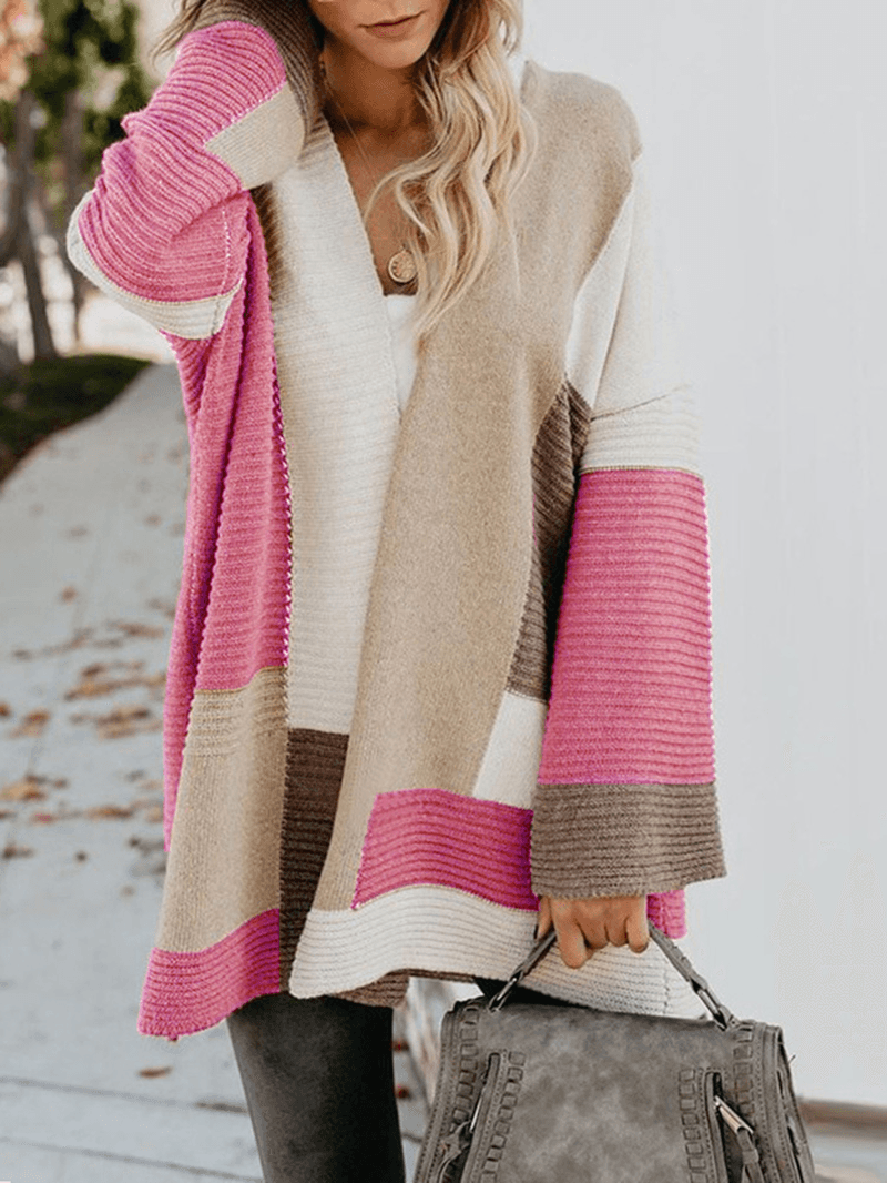 Women Casual Loose Color Block Sweaters - MRSLM