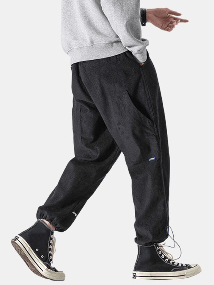 Mens Letter Embroidery Drawstring Adjustable Jogger Pants with Pocket - MRSLM